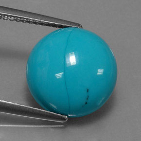 Turquesa azul natural de 3,88 ct, corte redondo, opaco