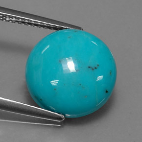 Turquesa azul natural de 4,06 ct, corte redondo, opaco