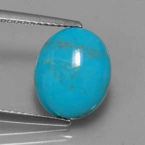 Turquesa azul natural de 3,15 ct, corte óvalo, opaco