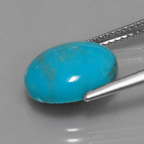 Turquesa azul natural de 3,15 ct, corte óvalo, opaco
