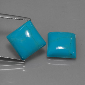 Gemas de turquesa azul natural de  ct, cuadrado, opaco