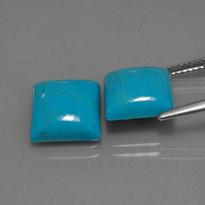 Gemas de turquesa azul natural de  ct, cuadrado, opaco