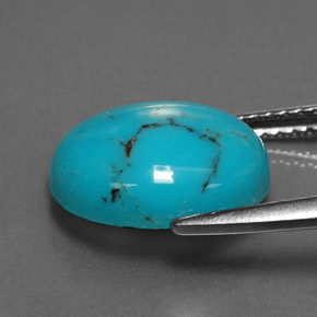 Turquesa azul natural de 3,79 ct, corte óvalo, opaco