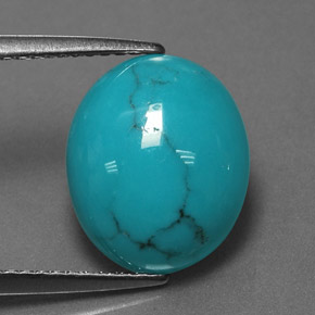 Turquesa azul natural de 3,69 ct, corte óvalo, opaco