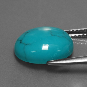 Turquesa azul natural de 3,69 ct, corte óvalo, opaco