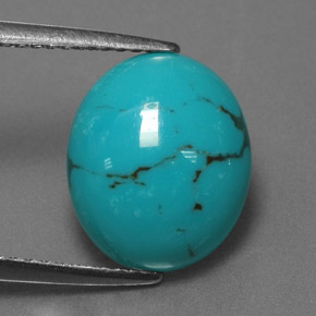 Turquesa azul natural de 2,97 ct, corte óvalo, opaco