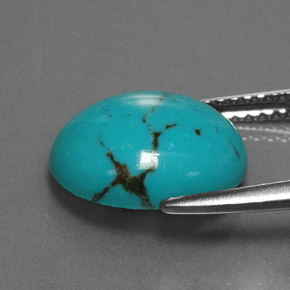 Turquesa azul natural de 2,97 ct, corte óvalo, opaco