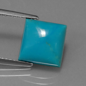 Turquesa azul natural de 3,22 ct, cuadrado, opaco