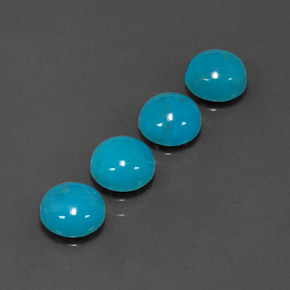 Gemas de turquesa azul natural de  ct, corte redondo, opaco