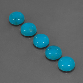 Gemas de turquesa azul natural de  ct, corte redondo, opaco