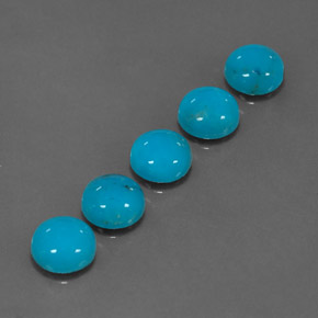 Gemas de turquesa azul natural de  ct, corte redondo, opaco