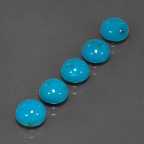 Gemas de turquesa azul natural de  ct, corte redondo, opaco