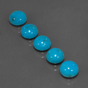 Gemas de turquesa azul natural de  ct, corte redondo, opaco