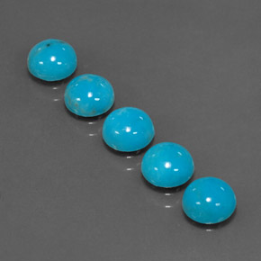 Gemas de turquesa azul natural de  ct, corte redondo, opaco