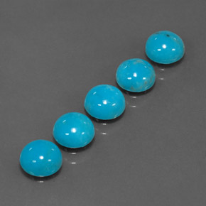 Gemas de turquesa azul natural de  ct, corte redondo, opaco