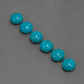 Gemas de turquesa azul natural de  ct, corte redondo, opaco