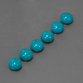 Gemas de turquesa azul natural de  ct, corte redondo, opaco
