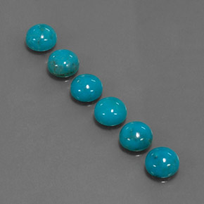 Gemas de turquesa azul natural de  ct, corte redondo, opaco