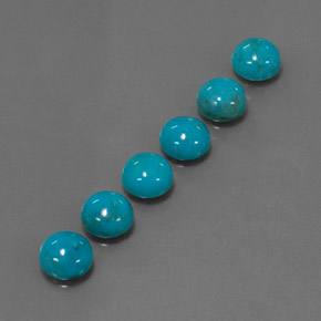 Gemas de turquesa azul natural de  ct, corte redondo, opaco