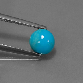 Turquesa azul natural de 0,85 ct, corte redondo, opaco