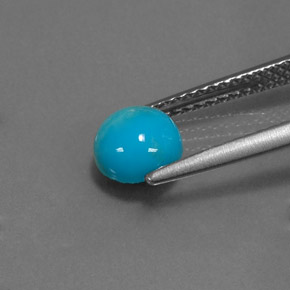 Turquesa azul natural de 0,85 ct, corte redondo, opaco