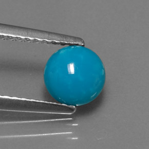Turquesa azul natural de 0,72 ct, corte redondo, opaco
