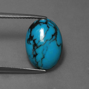 Turquesa azul natural de 3,97 ct, corte óvalo, opaco