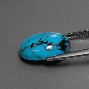 Turquesa azul natural de 3,97 ct, corte óvalo, opaco