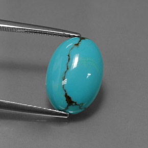 Turquesa azul natural de 3,87 ct, corte óvalo, opaco