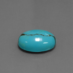 Turquesa azul natural de 3,87 ct, corte óvalo, opaco