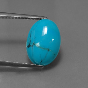 Turquesa azul natural de 3,49 ct, corte óvalo, opaco