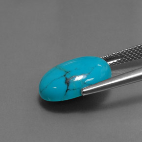 Turquesa azul natural de 3,49 ct, corte óvalo, opaco
