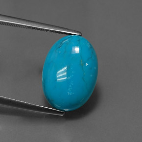 Turquesa azul natural de 4,10 ct, corte óvalo, opaco