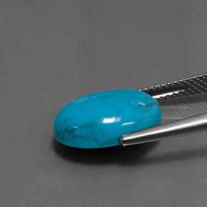 Turquesa azul natural de 4,10 ct, corte óvalo, opaco