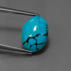 Turquesa azul natural de 3,33 ct, corte óvalo, opaco