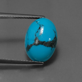 Turquesa azul natural de 3,61 ct, corte óvalo, opaco