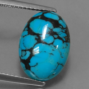 Turquesa azul natural de 3,96 ct, corte óvalo, opaco