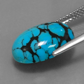 Turquesa azul natural de 3,96 ct, corte óvalo, opaco