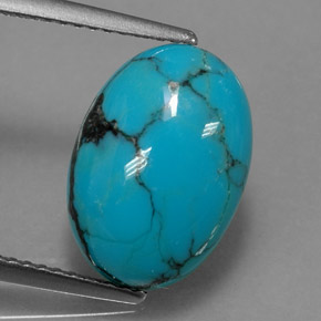 Turquesa azul natural de 3,95 ct, corte óvalo, opaco