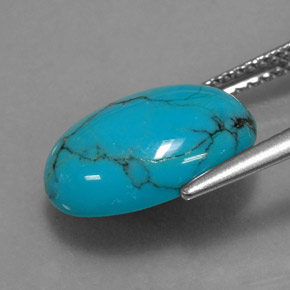 Turquesa azul natural de 3,95 ct, corte óvalo, opaco