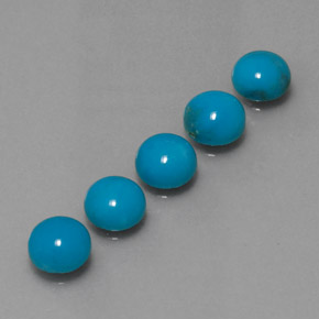 Gemas de turquesa azul natural de  ct, corte redondo, opaco
