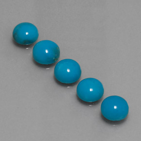 Gemas de turquesa azul natural de  ct, corte redondo, opaco