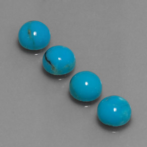 Gemas de turquesa azul natural de  ct, corte redondo, opaco