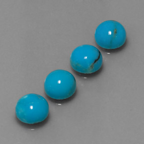 Gemas de turquesa azul natural de  ct, corte redondo, opaco