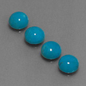 Gemas de turquesa azul natural de  ct, corte redondo, opaco