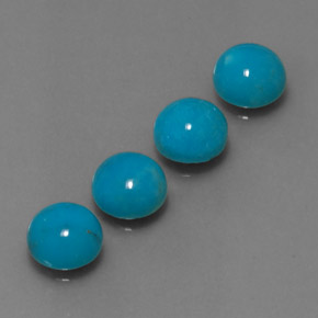 Gemas de turquesa azul natural de  ct, corte redondo, opaco