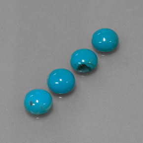 Gemas de turquesa azul natural de  ct, corte redondo, opaco