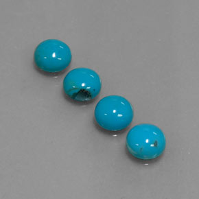 Gemas de turquesa azul natural de  ct, corte redondo, opaco