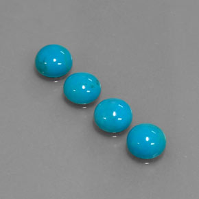 Gemas de turquesa azul natural de  ct, corte redondo, opaco