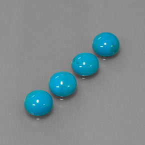 Gemas de turquesa azul natural de  ct, corte redondo, opaco